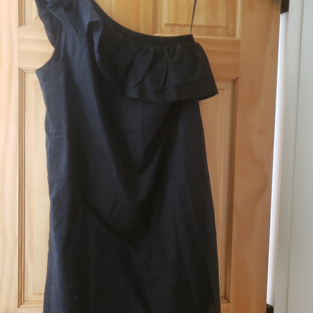 Black one shoulder linen  dress